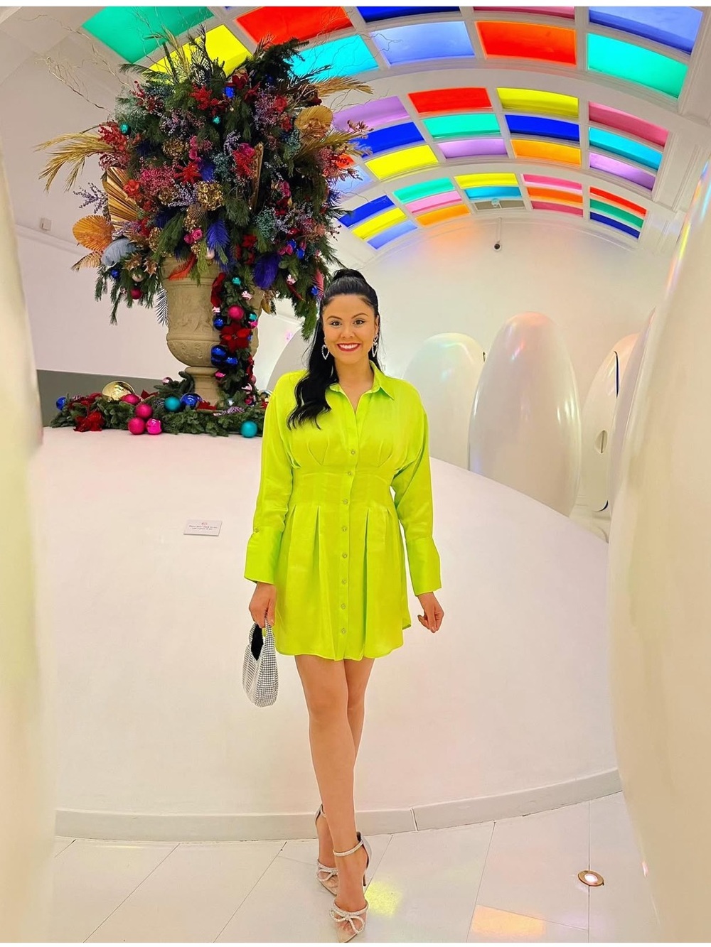 Zara Lime Green Button-Front Shirt Dress - Picture 5 of 5